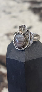 Botswana Agate Flower Ring