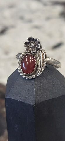 Carnelian Flower Ring