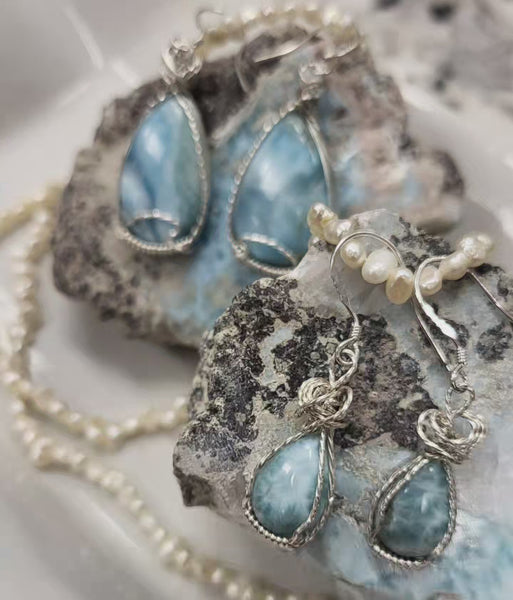 Larimar & Sterling Earrings