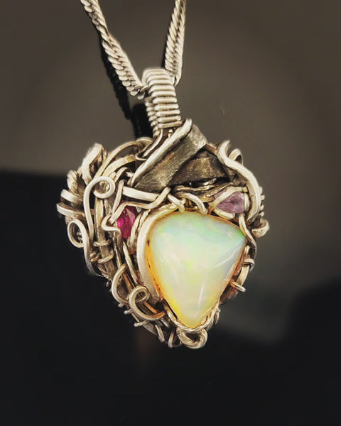 Opal Heart Pendant