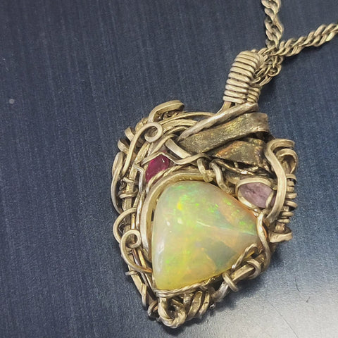 Opal Heart Pendant