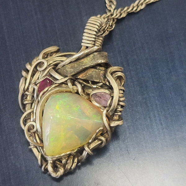 Opal Heart Pendant
