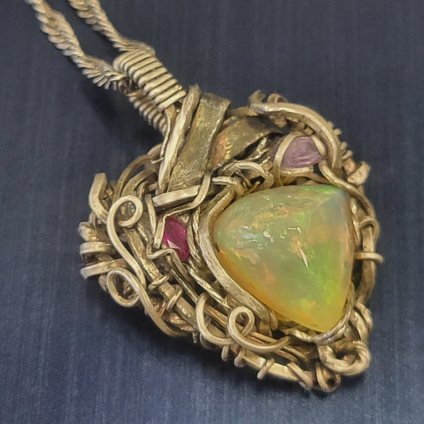 Opal Heart Pendant