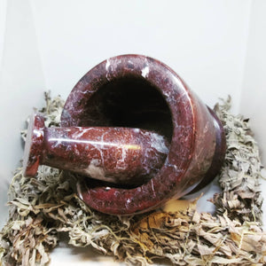 Mortar And Pestle - Red Zebra Marble