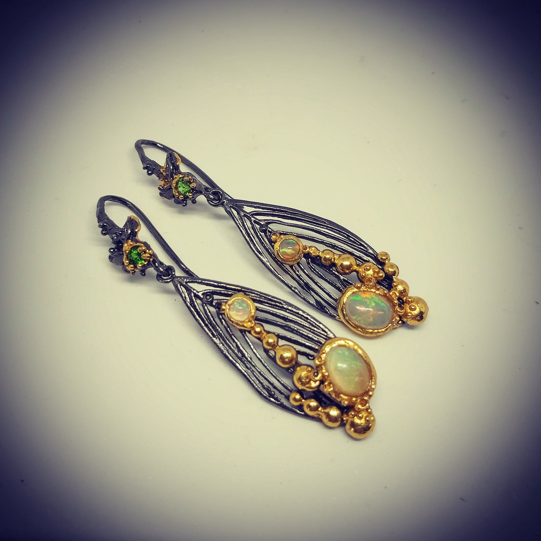 Opal And Chrome Diopside Earrings